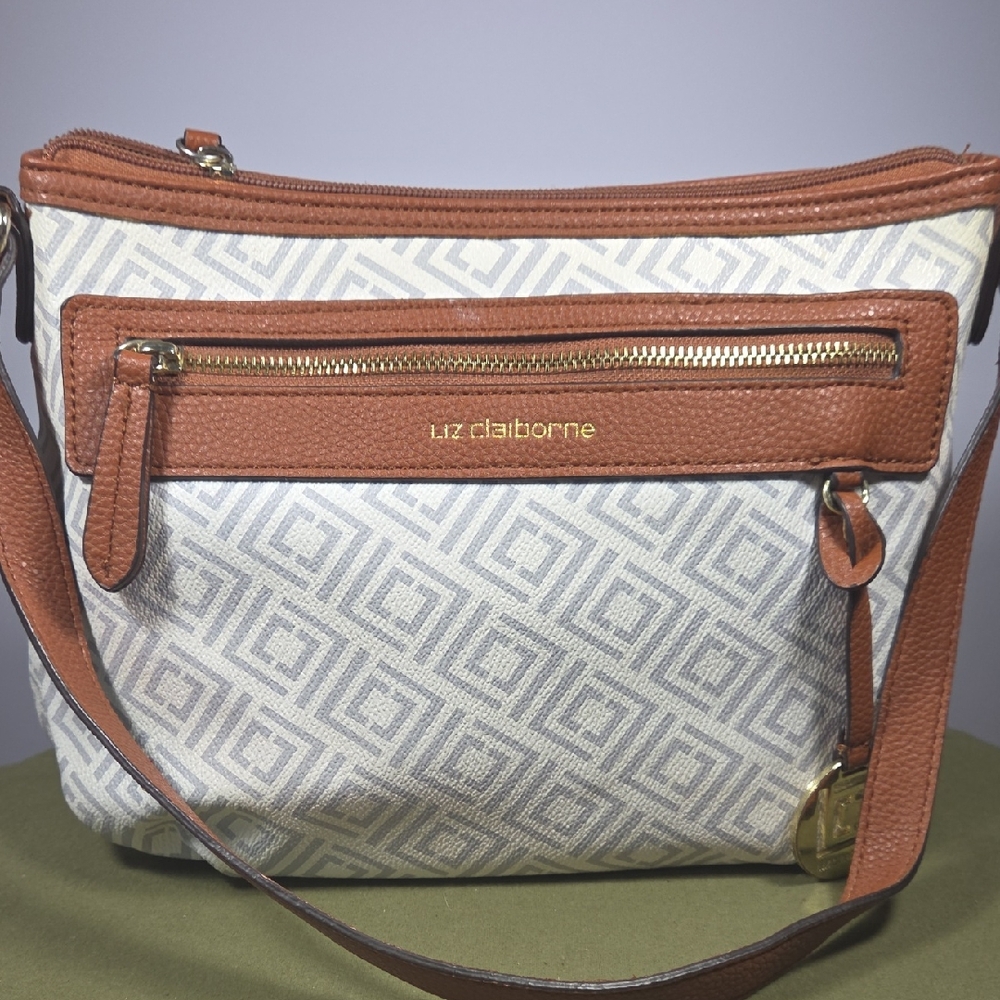 Liz Claiborne Brown and Cream Crossbody Bag with Elegant Design